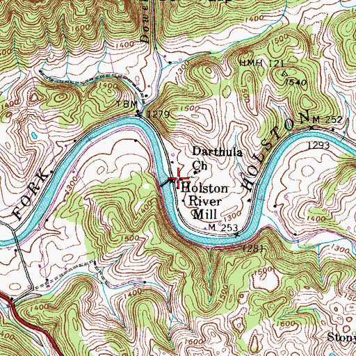 Topographic Map of Holston River Mill, VA