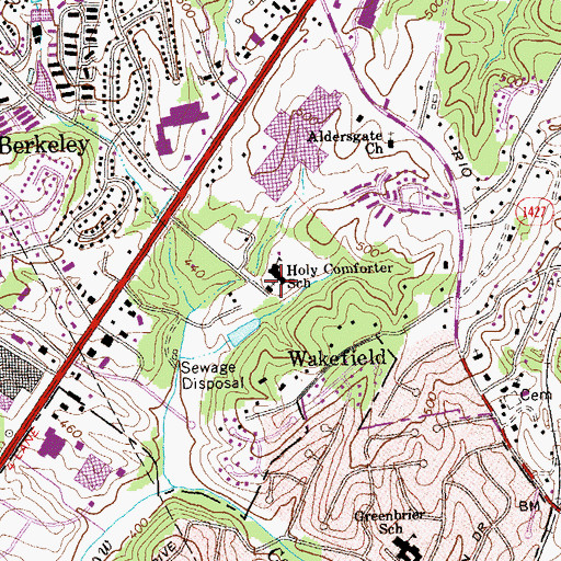 Topographic Map of Holy Comforter School (historical), VA