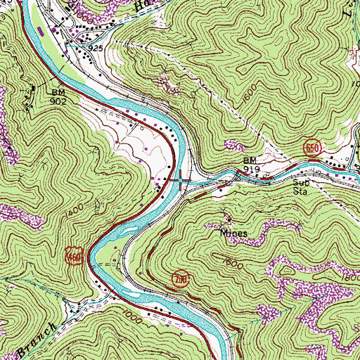 Topographic Map of Home Creek, VA