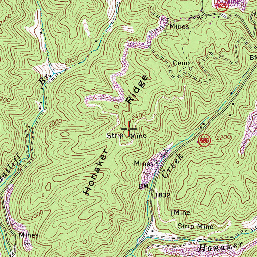 Topographic Map of Honaker Ridge, VA