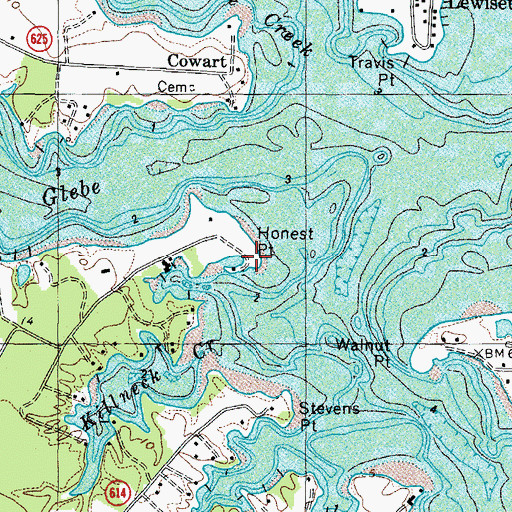 Topographic Map of Honest Point, VA
