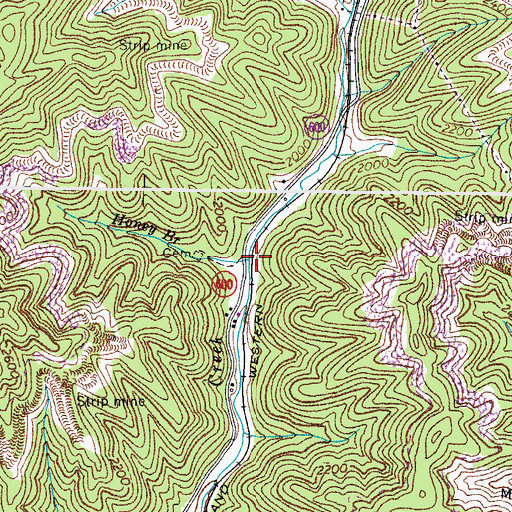 Topographic Map of Honey Branch, VA
