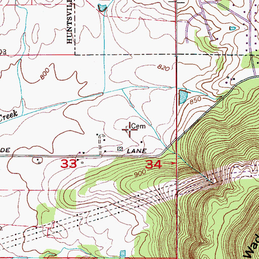 Topographic Map of Cornelius Cemetery, AL