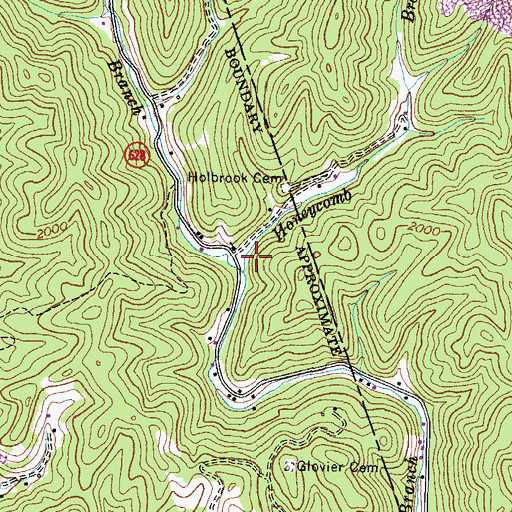 Topographic Map of Honeycomb Branch, VA