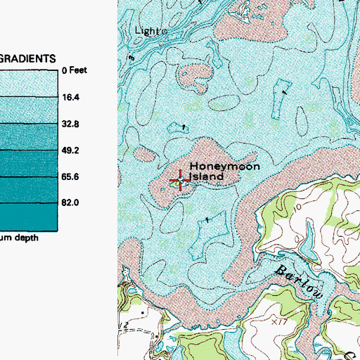 Topographic Map of Honeymoon Island, VA
