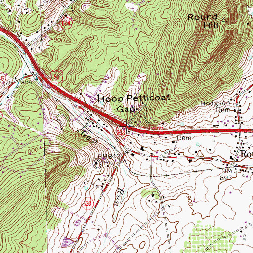 Topographic Map of Hoop Petticoat Gap, VA