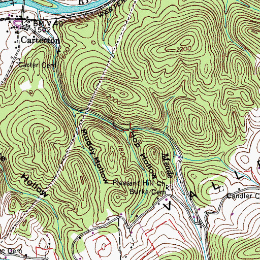 Topographic Map of Hop Hollow, VA