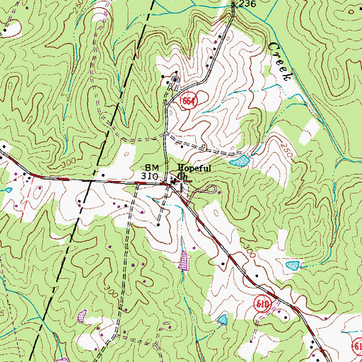 Topographic Map of Hopeful Church, VA