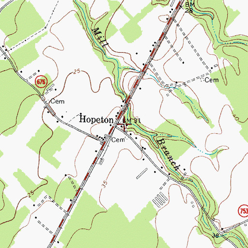 Topographic Map of Hopeton, VA