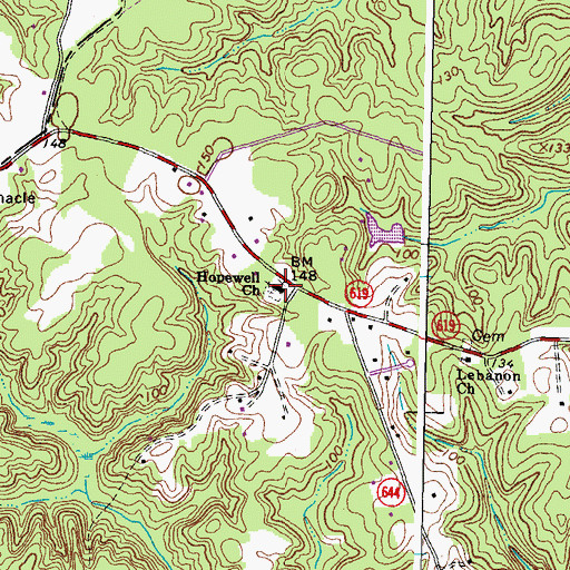 Topographic Map of Hopewell Church, VA