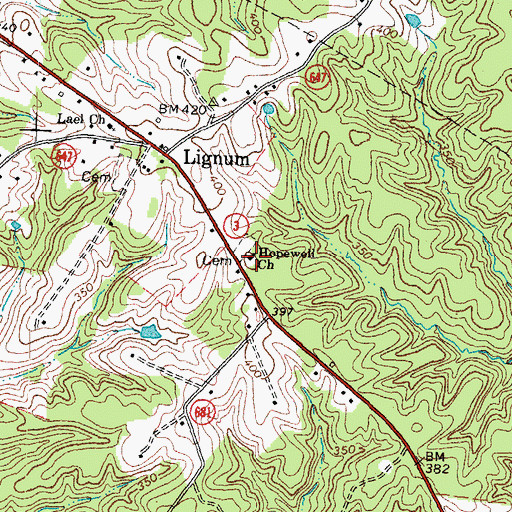 Topographic Map of Hopewell Church, VA