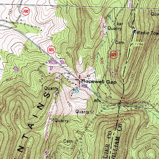 Topographic Map of Hopewell Gap, VA