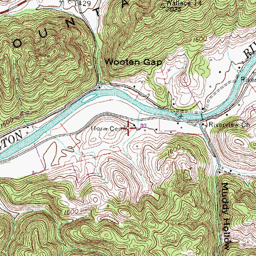 Topographic Map of Horn Cemetery, VA