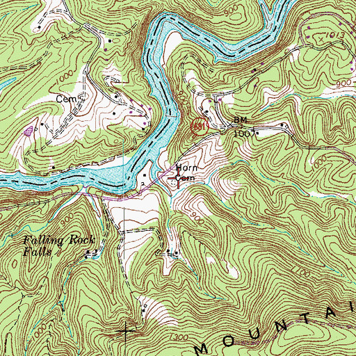Topographic Map of Horn Cemetery, VA