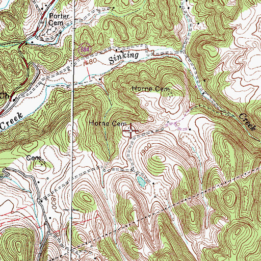 Topographic Map of Horne Cemetery, VA