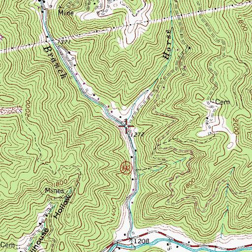 Topographic Map of Horse Branch, VA