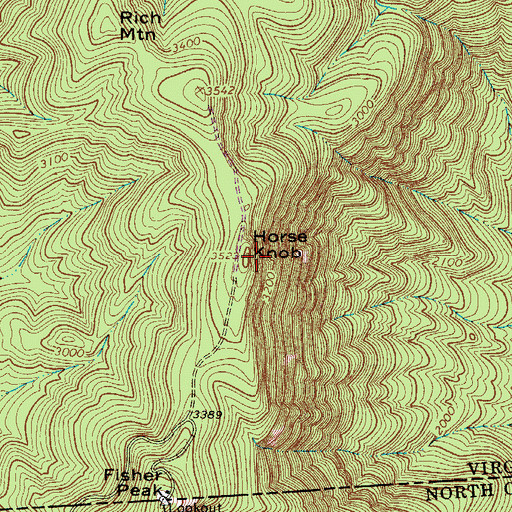 Topographic Map of Horse Knob, VA