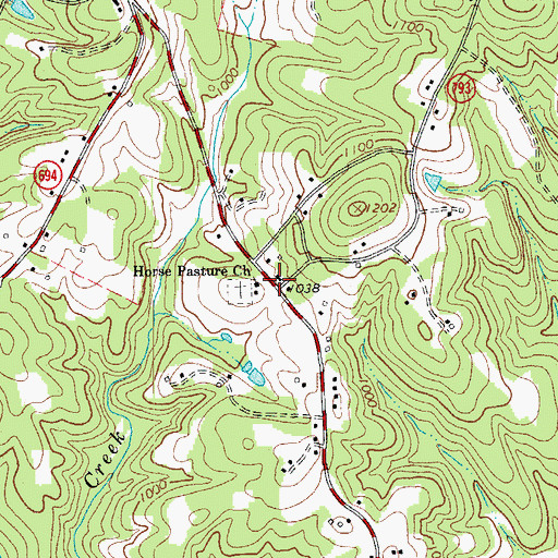 Topographic Map of Horse Pasture Church, VA