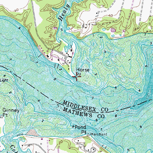 Topographic Map of Horse Point, VA