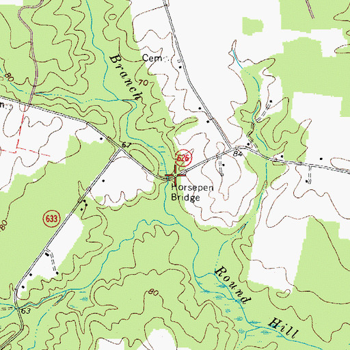 Topographic Map of Horsepen Bridge, VA