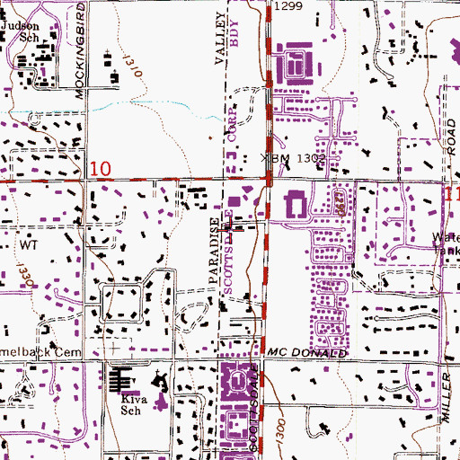 Topographic Map of Lincoln Village Shopping Center, AZ
