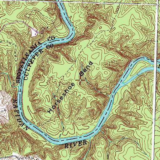 Topographic Map of Horseshoe Bend, VA