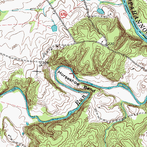Topographic Map of Horseshoe Bend, VA