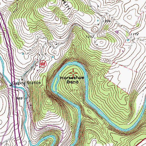 Topographic Map of Horseshoe Bend, VA