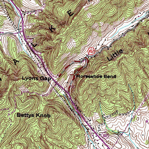 Topographic Map of Horseshoe Bend, VA