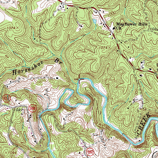 Topographic Map of Horseshoe Branch, VA