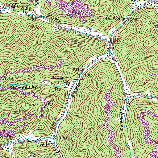 Topographic Map of Horseshoe Branch, VA