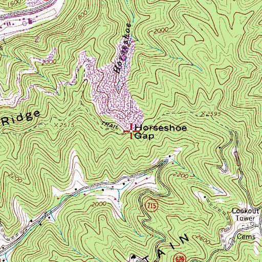 Topographic Map of Horseshoe Gap, VA