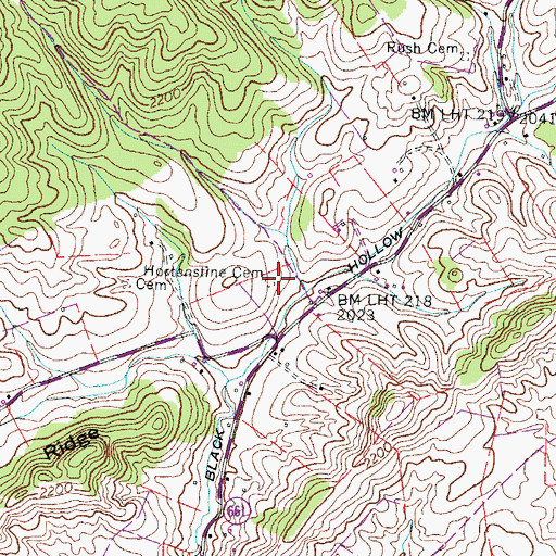 Topographic Map of Hortenstine Cemetery, VA