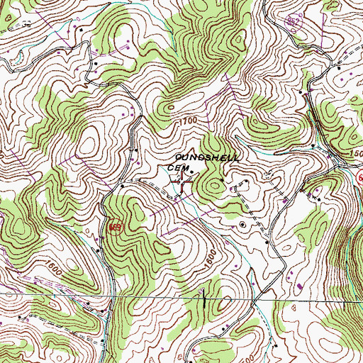 Topographic Map of Houndshell Cemetery, VA