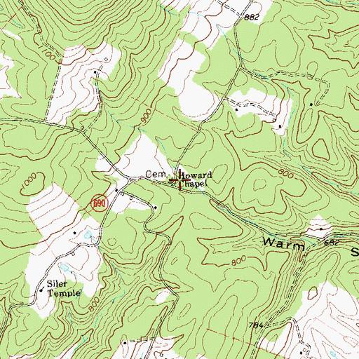 Topographic Map of Howard Chapel, VA