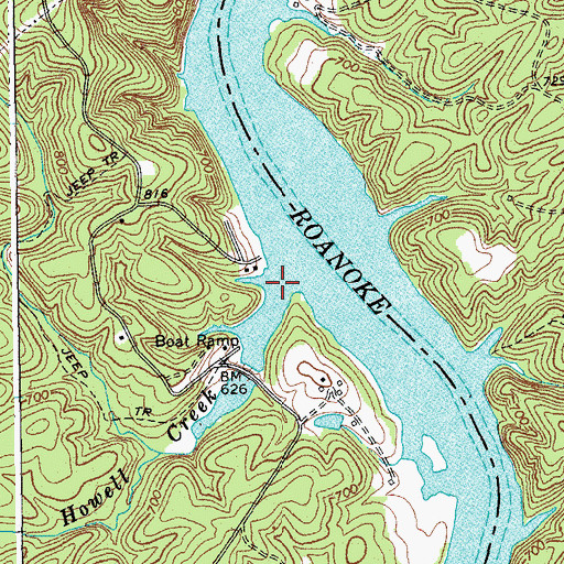 Topographic Map of Howell Creek, VA