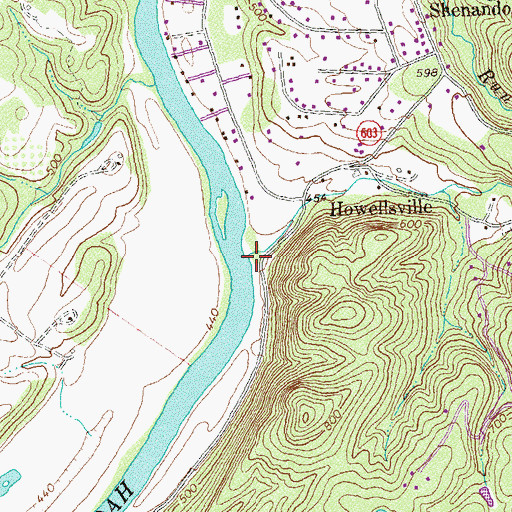 Topographic Map of Howellsville Branch, VA