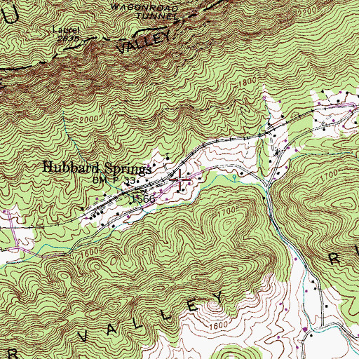Topographic Map of Hubbard Springs, VA