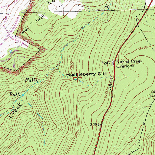 Topographic Map of Huckleberry Cliff, VA