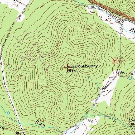 Topographic Map of Huckleberry Mountain, VA