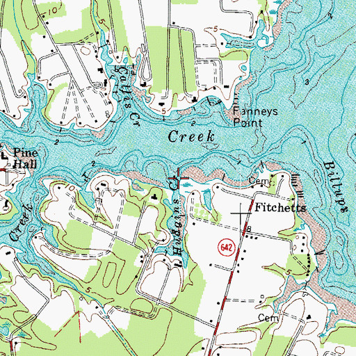 Topographic Map of Hudgins Creek, VA