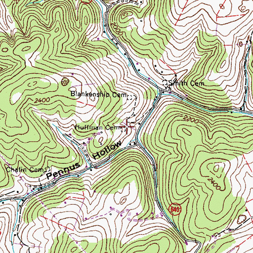 Topographic Map of Huffman Cemetery, VA