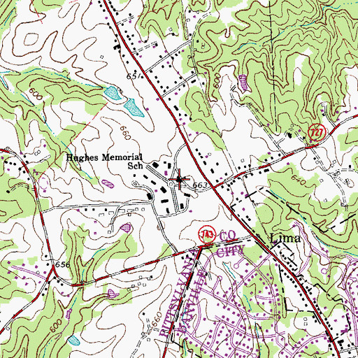 Topographic Map of Hughes Memorial School, VA