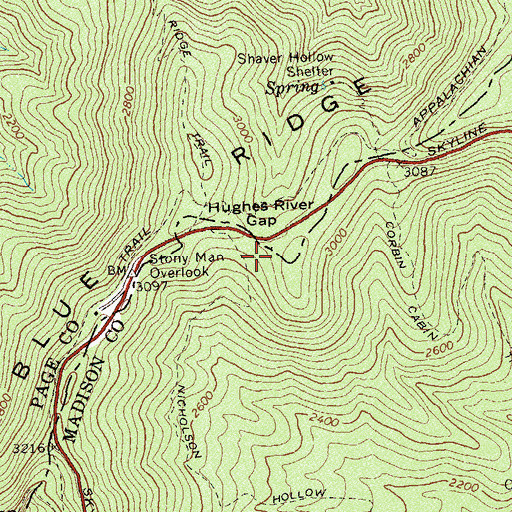 Topographic Map of Hughes River Gap, VA