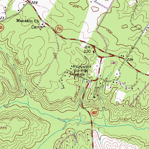 Topographic Map of Huguenot Springs Cemetery, VA