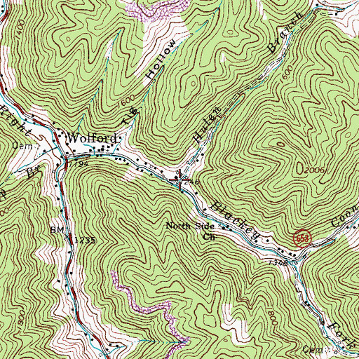 Topographic Map of Hulen Branch, VA