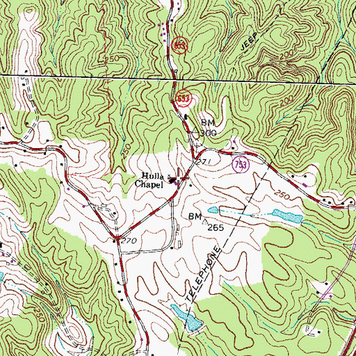 Topographic Map of Hulls Chapel, VA