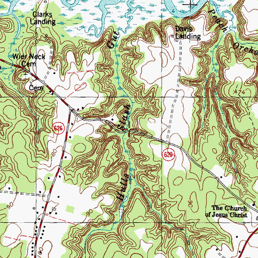 Topographic Map of Hulls Slash Gut, VA
