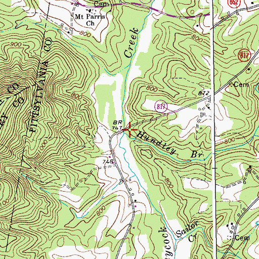Topographic Map of Hundley Branch, VA
