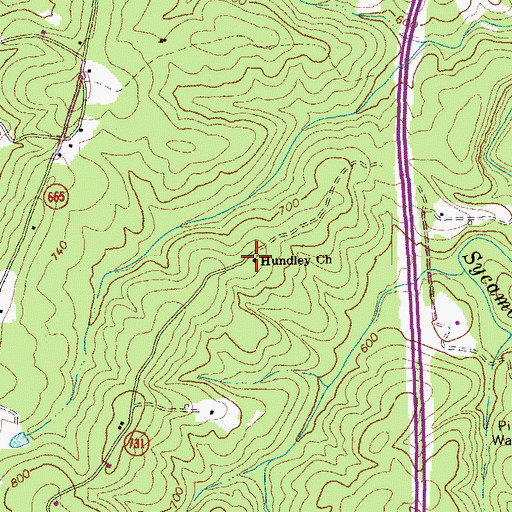 Topographic Map of Hundley Church, VA